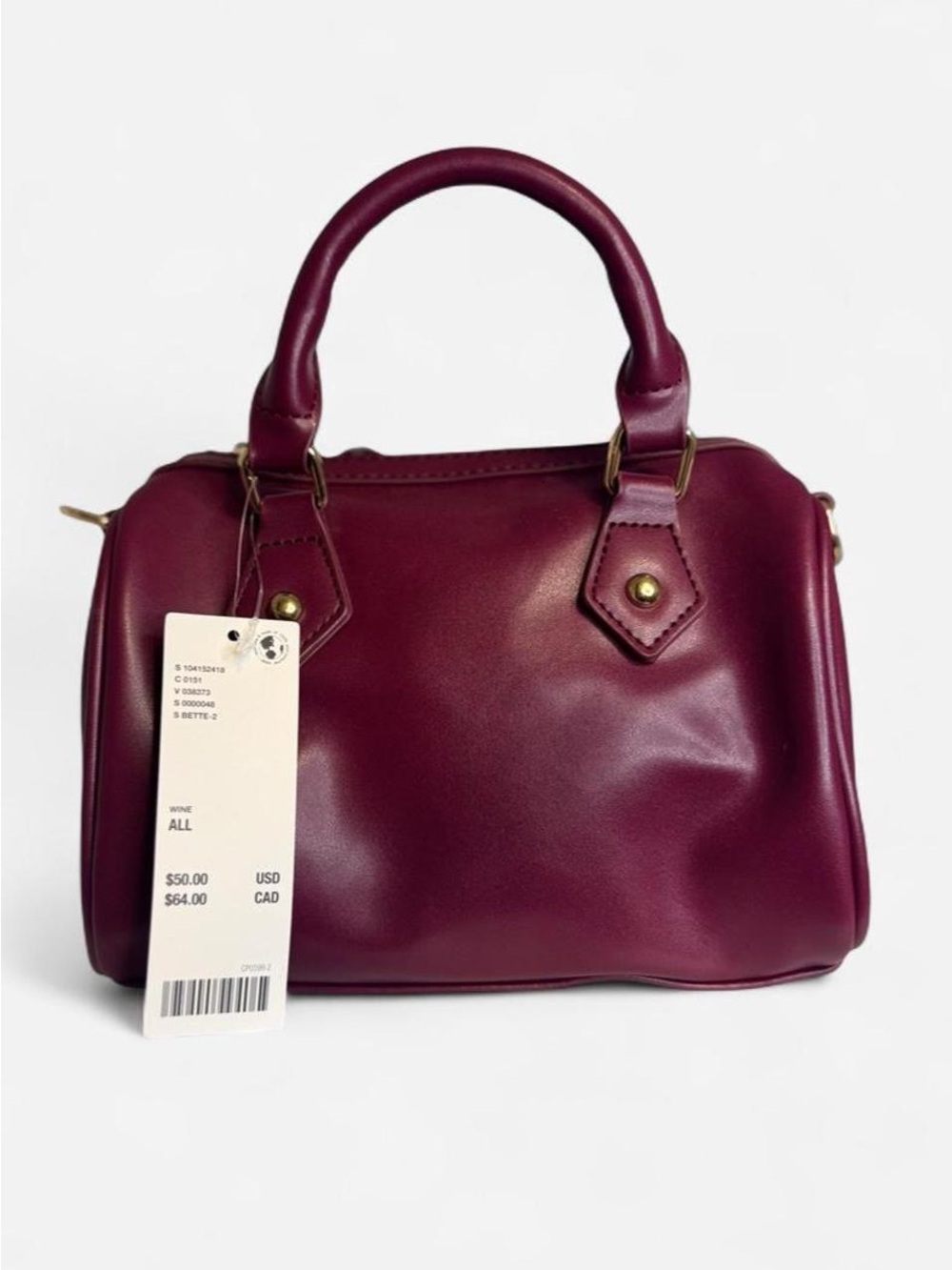 Urban Outfitters Wine Tote Satchel with Gold Hardware